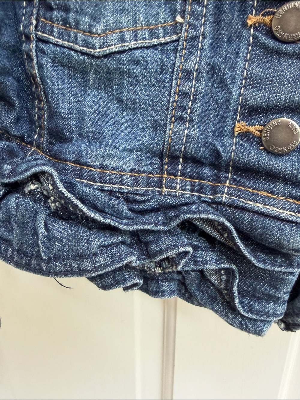 Genuine Kids by Osh Kosh 4T Girls Ruffle Denim Jean Jacket - Picture 2 of 7